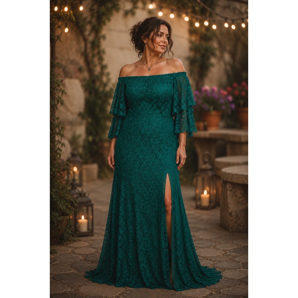 Fairtytale Romantic Lace Off Shoulder Formal Maxi Dress Enchanted Gown Size XL